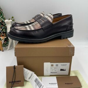 Men’s Burberry vintage check black penny loafer size 44 made in Italy